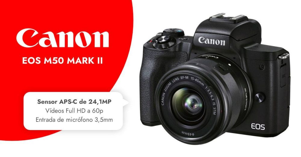 CÁMARA CANON EOS M50 MARK II + LENTE EF-M 15-45MM - TIENDA ESTILO