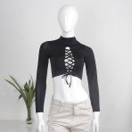 Top Coreana Negro Entrecruzado Moda Mujer Moda Coreana Tops Juvenil