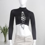 Top Coreana Negro Entrecruzado Moda Mujer Moda Coreana Tops Juvenil
