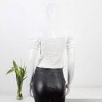 Top Blusa Abullonada Manga Corta Blanco Moda Mujer Moda Coreana Blusas Juvenil
