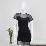 VESTIDO Y TUL MANGA CORTA NEGRO Moda Mujer Moda Coreana Mallas y Tul