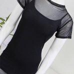 VESTIDO Y TUL MANGA CORTA NEGRO Moda Mujer Moda Coreana Mallas y Tul